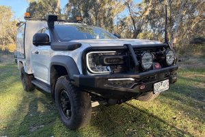 ARB bull bar, Warn winch and Ultravision driving lights fitted to a 2026 Ford Super Duty at MBC 4X4 Solutions, Bendigo.