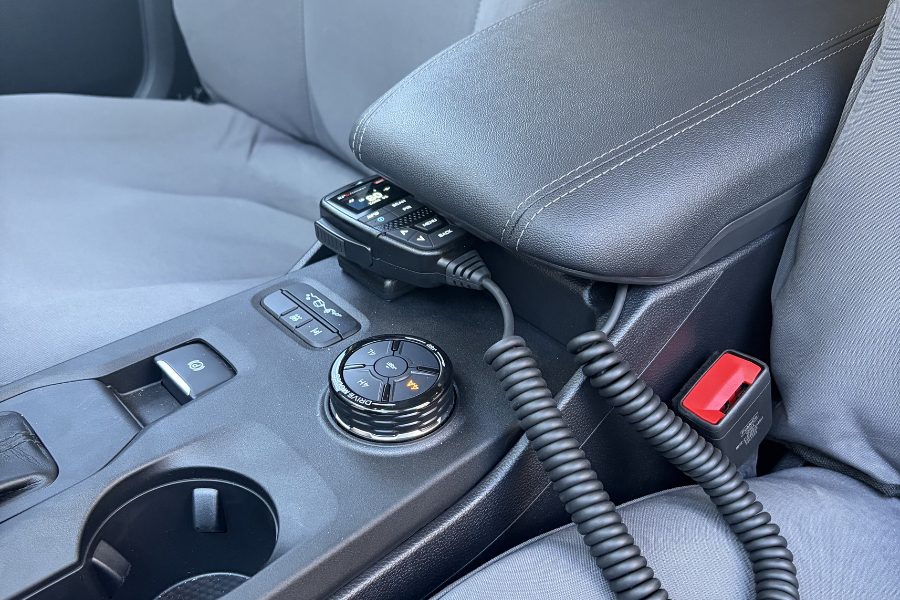 Completed GME XRS370C UHF installation in a 2026 Ford Super Duty — Kangaroo Flat tradie service ute.